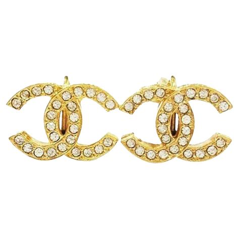 chanel earrings gold diamonds|Chanel earrings original.